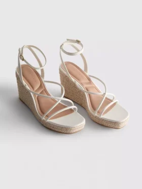 Riemchen-Espadrilles mit Keilabsatz