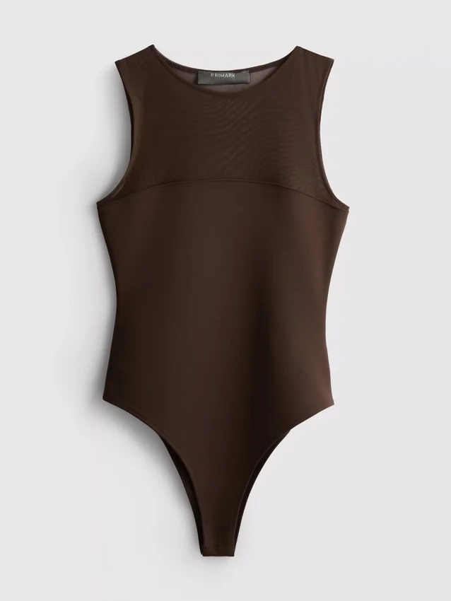 Ärmelloser Body mit Mesh-Einsatz Ärmelloser Body mit Mesh-Einsatz