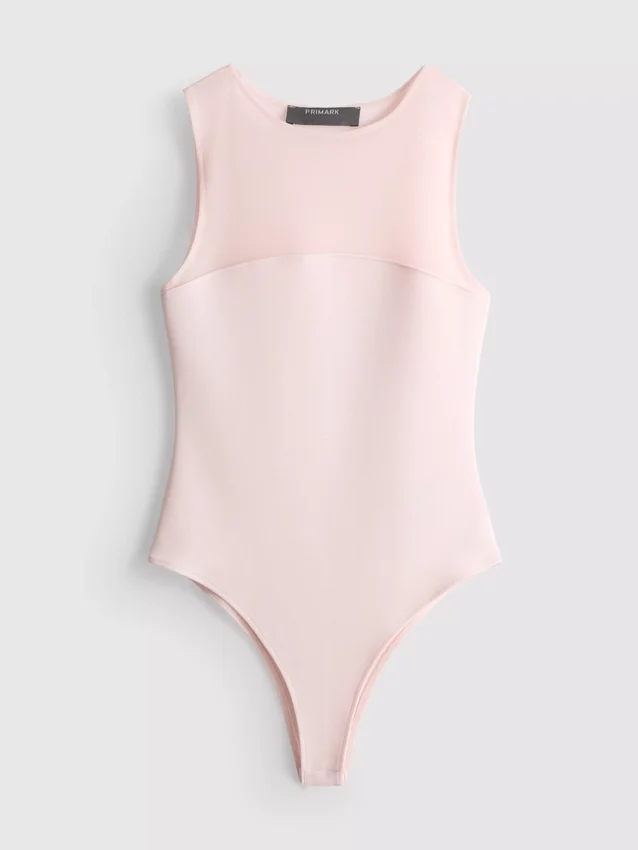 Ärmelloser Body mit Mesh-Einsatz Ärmelloser Body mit Mesh-Einsatz