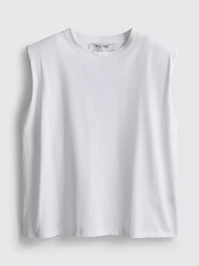 Ärmelloses T-Shirt mit Schulterpolstern Ärmelloses T-Shirt mit Schulterpolstern
