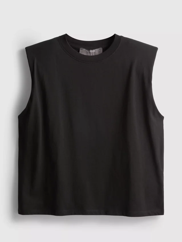 Ärmelloses T-Shirt mit Schulterpolstern Ärmelloses T-Shirt mit Schulterpolstern