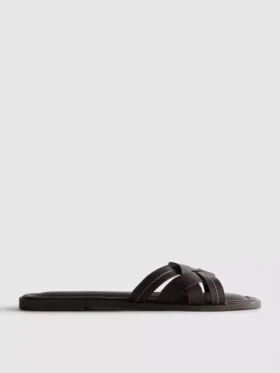 Sandalen aus Kunstleder mit gewebtem Muster