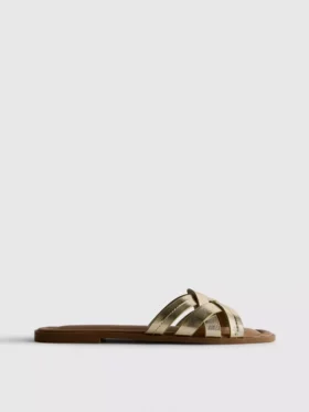 Sandalen aus Kunstleder mit gewebtem Muster
