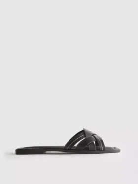 Sandalen aus Kunstleder mit gewebtem Muster
