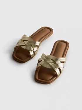 Sandalen aus Kunstleder mit gewebtem Muster