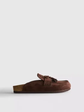Sandalen im Clog-Stil aus Kunstwildleder mit Quasten