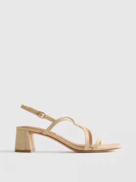 Sandalen mit breiter Passform, Raffia-Besatz und Blockabsatz