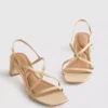 Sandalen mit breiter Passform, Raffia-Besatz und Blockabsatz