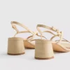Sandalen mit breiter Passform, Raffia-Besatz und Blockabsatz