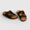Sandalen mit doppeltem Riemen und Fußbett im Leopardenmuster