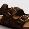 Sandalen mit doppeltem Riemen und Fußbett im Leopardenmuster