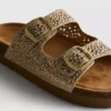 Sandalen mit doppeltem Schnallenverschluss und verziertem Fußbett