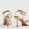 Sandalen mit High Heels, breiter Passform und Blumenmuster aus Strasssteinen