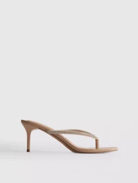 Sandalen mit Keilabsatz und Strassverzierung am Zehensteg