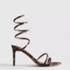 Sandalen mit Leopardenmuster und spiralförmigen High Heels