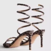 Sandalen mit Leopardenmuster und spiralförmigen High Heels