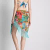 Sarong mit Fransen und tropischem Print Sarong mit Fransen und tropischem Print