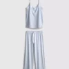 Schlafanzug mit bedrucktem Satin-Schleifen-Top Schlafanzug mit bedrucktem Satin-Schleifen-Top