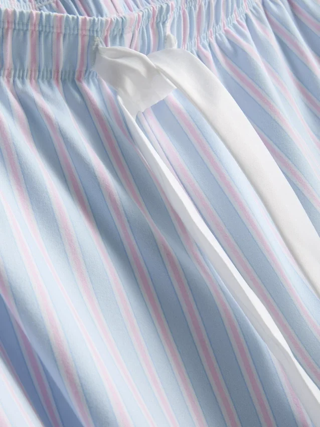 Schlafanzug mit bedrucktem Satin-Schleifen-Top Schlafanzug mit bedrucktem Satin-Schleifen-Top