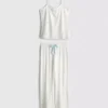 Schlafanzug mit bedrucktem Satin-Schleifen-Top Schlafanzug mit bedrucktem Satin-Schleifen-Top