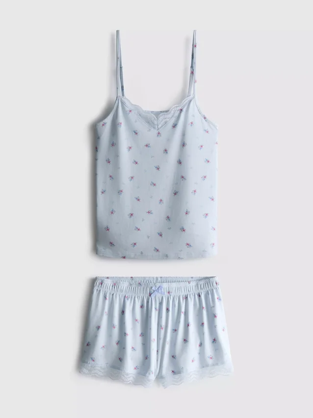 Schlafanzug mit bedrucktem Top und Shorts Schlafanzug mit bedrucktem Top und Shorts