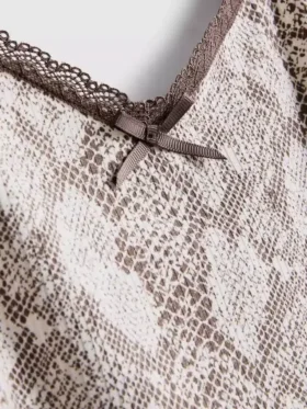 Schlafanzug mit Leopardenmuster und Spitzen-Trägertop