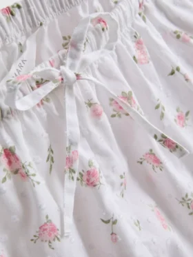 Schlafanzug-Shorts aus Dobby-Baumwolle mit Blumenmuster