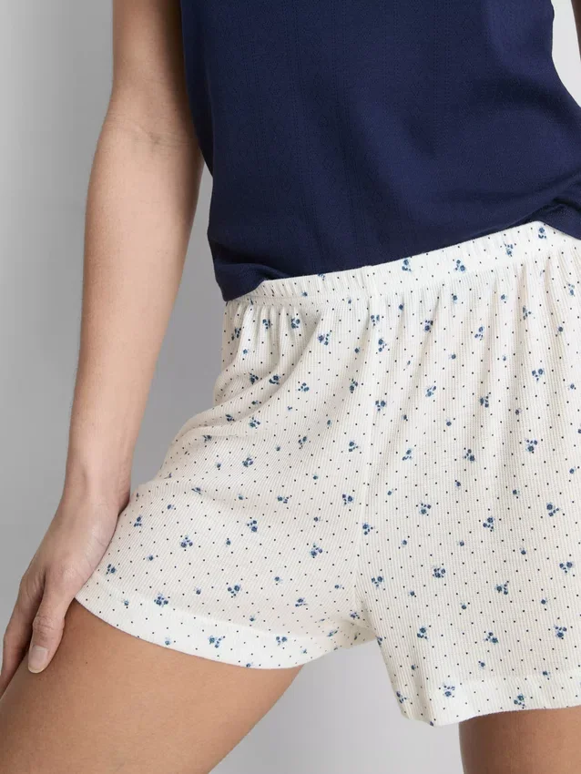 Schlafanzug-Shorts aus geripptem Jersey Schlafanzug-Shorts aus geripptem Jersey