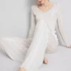 Schlafhose mit Blumen-Pointelle-Muster Schlafhose mit Blumen-Pointelle-Muster