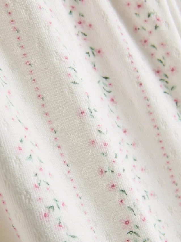 Schlafhose mit Blumen-Pointelle-Muster Schlafhose mit Blumen-Pointelle-Muster