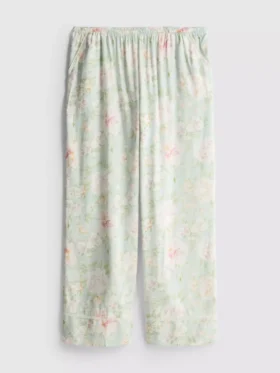 Schlafhose mit weitem Bein und Blumenmuster