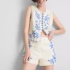 Shorts aus Baumwolle mit Blumenstickerei Shorts aus Baumwolle mit Blumenstickerei
