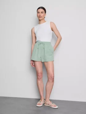 Shorts aus Baumwollmischung mit elastischem Bund