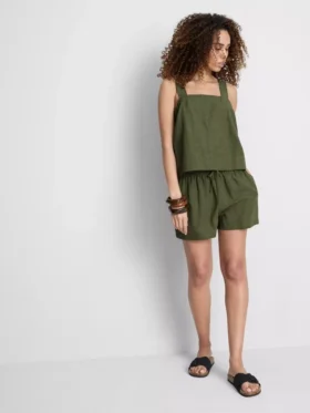 Shorts aus Baumwollmischung mit elastischem Bund