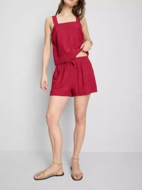 Shorts aus Baumwollmischung mit elastischem Bund