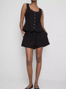 Shorts aus Baumwollmischung mit elastischem Bund