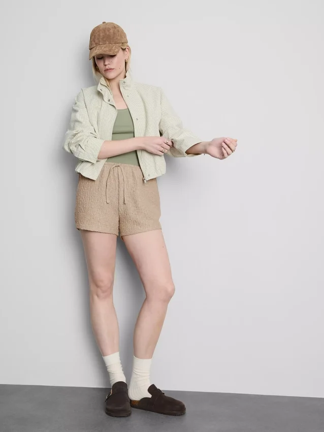 Shorts mit Kordelzug und Crinkle-Optik Shorts mit Kordelzug und Crinkle-Optik