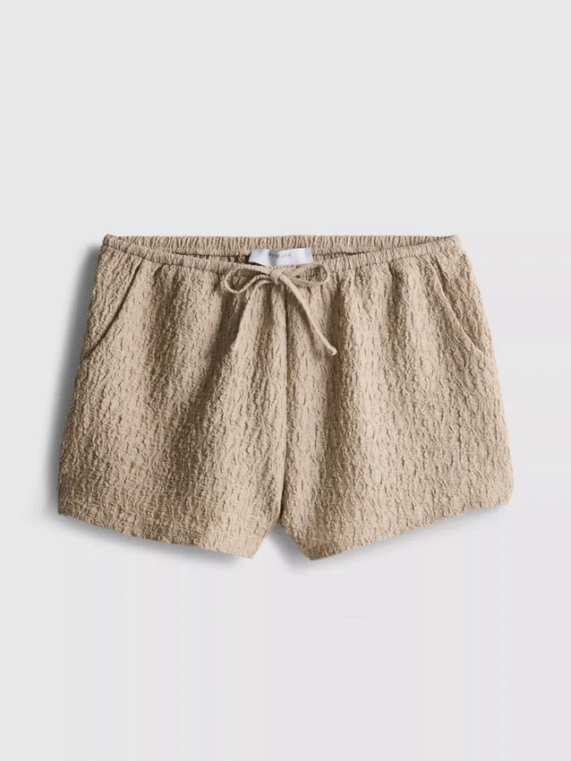 Shorts mit Kordelzug und Crinkle-Optik Shorts mit Kordelzug und Crinkle-Optik