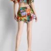 Shorts mit Rüschen und tropischem Print Shorts mit Rüschen und tropischem Print