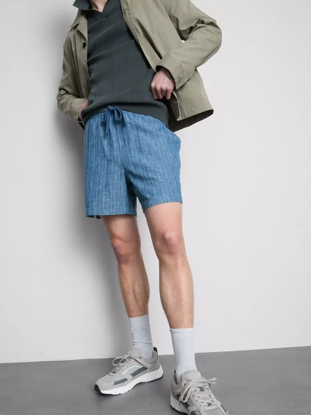 Shorts mit strukturiertem Kordelzug in der Taille Shorts mit strukturiertem Kordelzug in der Taille