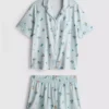 Shorty-Boyfriend-Schlafanzug mit „Breakfast“-Print Shorty-Boyfriend-Schlafanzug mit „Breakfast“-Print