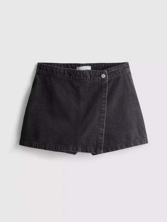 Skort aus Baumwoll-Denim mit hoher Taille Skort aus Baumwoll-Denim mit hoher Taille