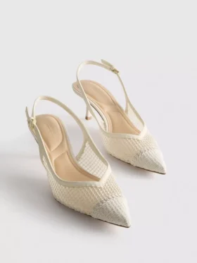 Slingback-High Heels aus Mesh mit breiter Passform