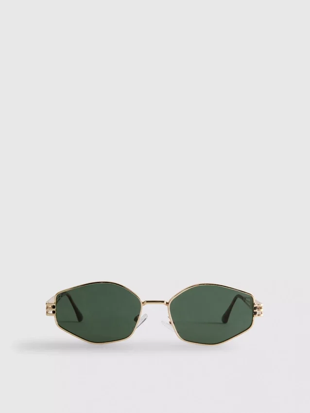 Sonnenbrille mit geometrischem Metallrahmen Sonnenbrille mit geometrischem Metallrahmen