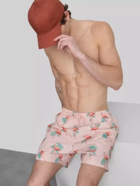 Strandshorts mit Flamingo-Struktur