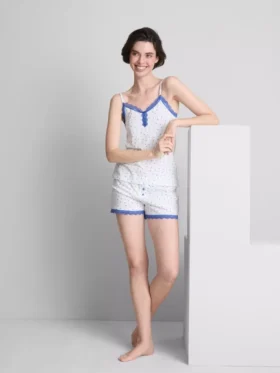 Stretch-Schlafanzug mit kurzen Hosen aus baumwollreicher Mischung