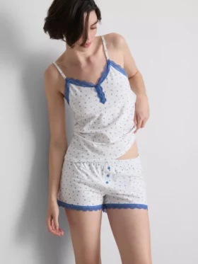 Stretch-Schlafanzug mit kurzen Hosen aus baumwollreicher Mischung