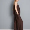 Strukturierte Hose mit weitem Bein und Kordelzug Strukturierte Hose mit weitem Bein und Kordelzug