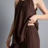 Strukturierte Hose mit weitem Bein und Kordelzug Strukturierte Hose mit weitem Bein und Kordelzug