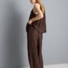 Strukturierte Hose mit weitem Bein und Kordelzug Strukturierte Hose mit weitem Bein und Kordelzug